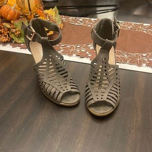 Olive green heeled sandals